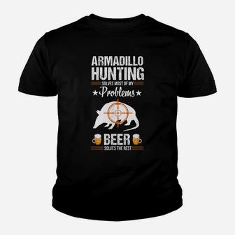 Funny Beer Lover Armadillo Possum Hunting Hunter Gift Youth T-shirt | Crazezy