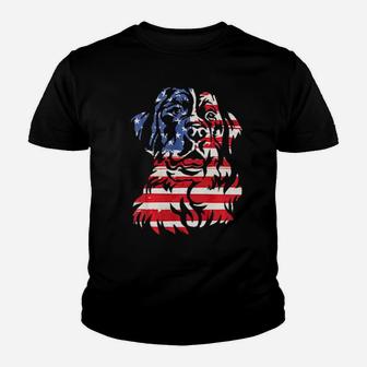 Funny Bernese Mountain Dog American Flag 4Th Of July Youth T-shirt - Monsterry