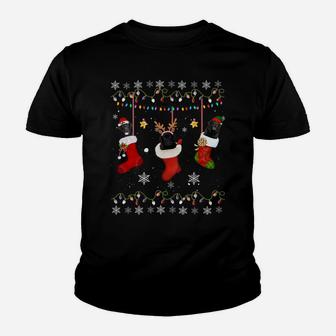 Funny Black Lab Christmas Socks Lights Gift Dog Lover Xmas Youth T-shirt | Crazezy DE