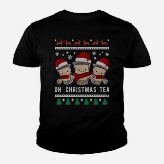 Funny Boba Christmas Tea Bubble Milk Ugly Xmas Sweatshirt Youth T-shirt | Crazezy