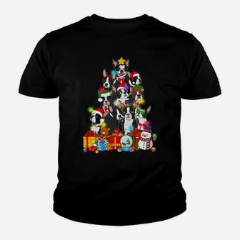 Funny Boston Terrier Christmas Tree Lights Gift Dog Lover Youth T-shirt | Crazezy