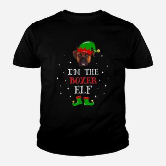 Funny Boxer Elf Christmas Dog Dad Dog Mom Youth T-shirt | Crazezy UK