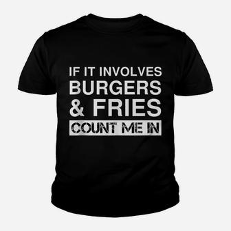 Funny Burgers And Fries Fast Food Hamburger Cheeseburger Youth T-shirt | Crazezy