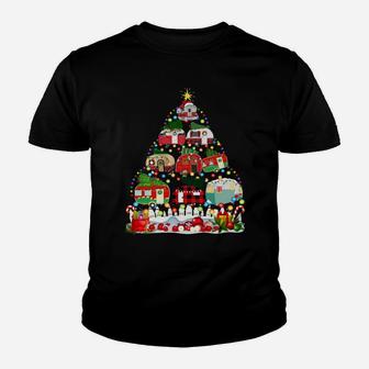 Funny Camping Merry Christmas Tree Camper Snowman Rv Lights Sweatshirt Youth T-shirt | Crazezy