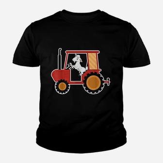 Funny Cartoon Goat Driving Tractor Farm Animals Lovers Gift Youth T-shirt | Crazezy DE