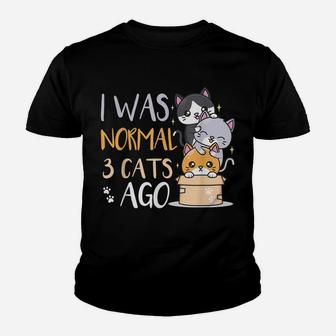 Funny Cat Lovers Quote I Was Normal 3 Cats Ago Youth T-shirt | Crazezy AU