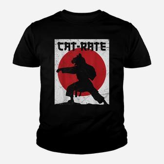 Funny Cat-Rate Cat Karate Gift For Martial Arts Kitty Lovers Youth T-shirt | Crazezy