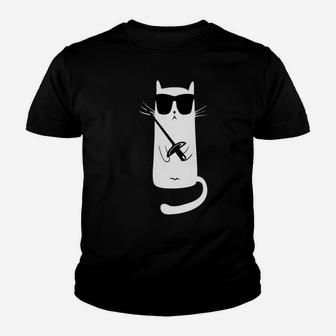 Funny Cat Wearing Sunglasses Fencing Youth T-shirt | Crazezy