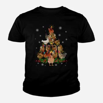 Funny Chicken Christmas Tree Pet Chicken Lover Christmas Sweatshirt Youth T-shirt | Crazezy UK