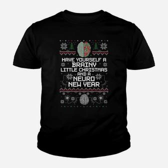 Funny Christmas Brainy Christmas And A Neuro New Year Ugly Sweatshirt Youth T-shirt | Crazezy AU