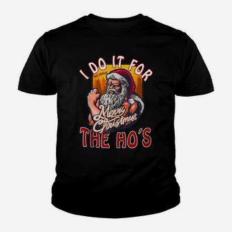 Funny Christmas Dog Santa Hat I Do It For The Hos Gifts Idea Youth T-shirt | Crazezy CA