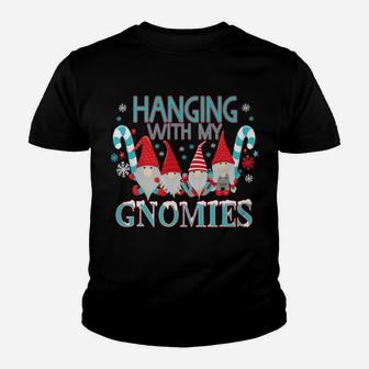 Funny Christmas Garden Gnome Hanging With My Gnomies Youth T-shirt | Crazezy