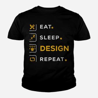 Funny Christmas Graphic Designer Gift Eat Sleep Design Youth T-shirt | Crazezy UK
