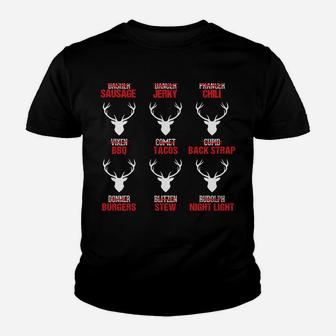 Funny Christmas Reindeer Hunter Deer Meat Hunting Gifts Youth T-shirt | Crazezy UK