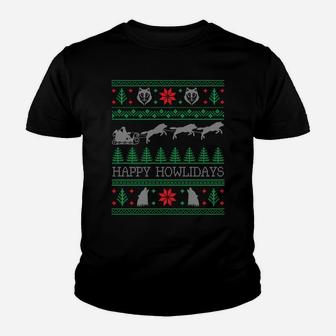 Funny Christmas Wolf Lovers Wolf Ugly Christmas Xmas Sweatshirt Youth T-shirt | Crazezy UK