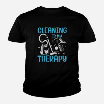 Funny Cleaning Is My Therapy Housekeeping Mom Youth T-shirt | Crazezy CA