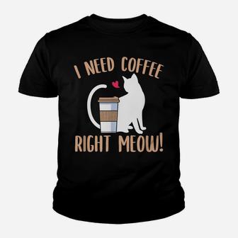 Funny Coffee And Cat Saying Caffeine Lover Barista Gift Youth T-shirt | Crazezy DE