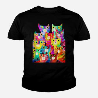 Funny Colorful Cats Shirt For Cat Lovers- Mother's Day Gift Youth T-shirt | Crazezy UK