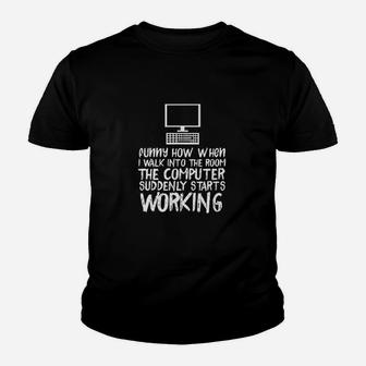 Funny Computer Starts Working Information Technology It Youth T-shirt | Crazezy