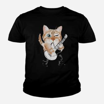 Funny Distressed Retro Vintage Cat Playing Music Youth T-shirt - Monsterry AU