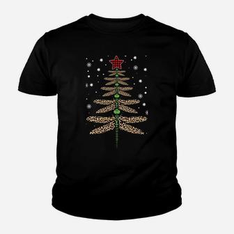 Funny Dragonfly Christmas Tree Ornaments Leopard Red Plaid Sweatshirt Youth T-shirt | Crazezy CA