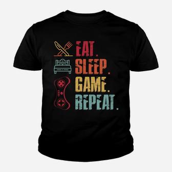 Funny Eat Sleep Game Repeat Video Games Lovers Youth T-shirt | Crazezy
