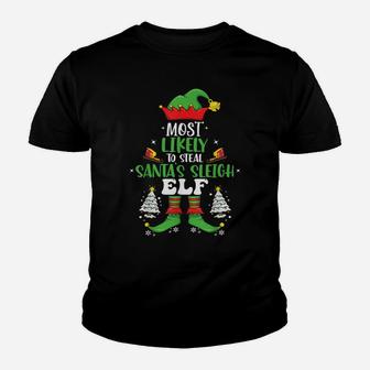 Funny Elf Family Matching Group Christmas Party Pajama Gifts Youth T-shirt | Crazezy