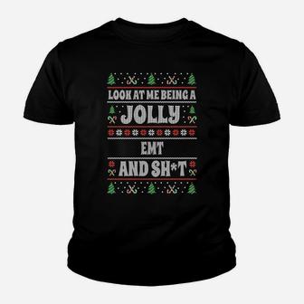 Funny Emt Ugly Christmas Design Emergency Medical Technician Sweatshirt Youth T-shirt | Crazezy
