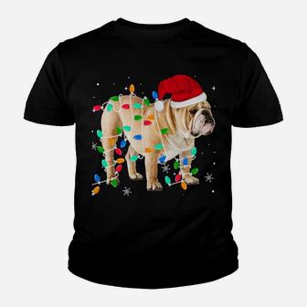 Funny English Bulldog Christmas Light Gifts Xmas Sweatshirt Youth T-shirt | Crazezy