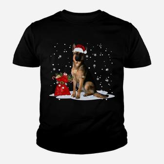 Funny German Shepherd Christmas Santa Hat Animal Sweatshirt Youth T-shirt | Crazezy