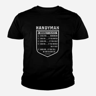 Funny Handyman Hourly Rate Labor Price Chart Youth T-shirt | Crazezy