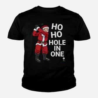 Funny Ho Ho Hole In One Golf Christmas Youth T-shirt | Crazezy