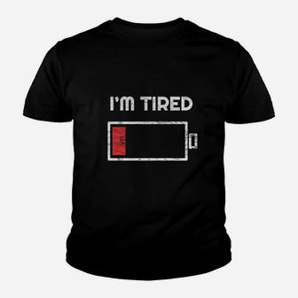 Funny Im Tired Low Battery Empty Phone Symbol Youth T-shirt | Crazezy AU