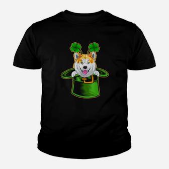Funny Irish Leprechaun Hat Akita Dog St Patrick's Day Youth T-shirt - Monsterry UK