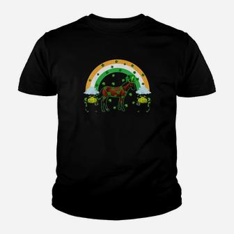 Funny Irish Shamrock Magical Rainbow Horse St Patrick's Day Youth T-shirt - Monsterry UK