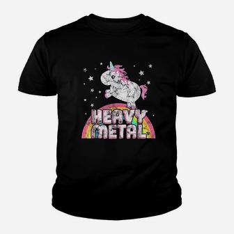 Funny Ironic Cool Unicorn Heavy Metal Music Festival Youth T-shirt | Crazezy