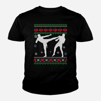 Funny Kickboxing Ugly Christmas Martial Arts Xmas Sport Sweatshirt Youth T-shirt | Crazezy