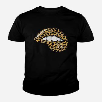 Funny Leopard Lips Cool Women Mouth Cheetah Lipstick Gift Youth T-shirt | Crazezy