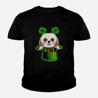 Funny Leprechaun Hat Shih Tzu Dog Youth T-shirt | Crazezy AU
