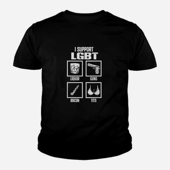 Funny Lgbt Gay Pride I Support Lgbt Liquor Bacon Youth T-shirt | Crazezy