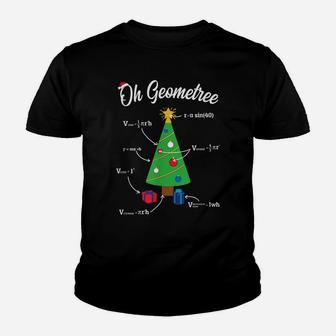 Funny Math Science Teacher Oh Geometree Christmas Tree Youth T-shirt | Crazezy CA