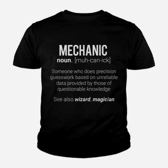 Funny Mechanic Meaning- Mechanic Noun Definition Wizard Youth T-shirt | Crazezy CA
