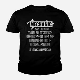 Funny Mechanic Meaning Noun Definition Sarcastic Youth T-shirt | Crazezy CA