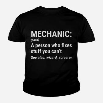 Funny Mechanic Noun Definition T-Shirt Wizard Tee Gift Youth T-shirt | Crazezy CA