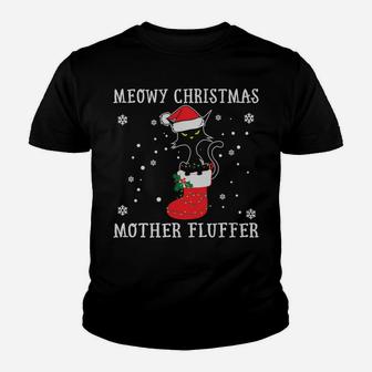 Funny Meowy Catmas Mother Fluffer Christmas Xmas Gifts Sweatshirt Youth T-shirt | Crazezy