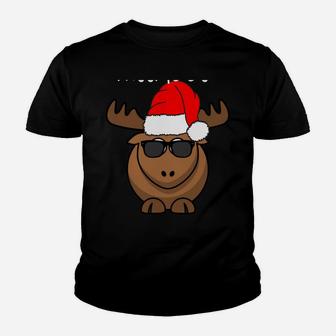 Funny Merry Kissmoose Xmas Antlers Santa Hat Decor Women Men Sweatshirt Youth T-shirt | Crazezy