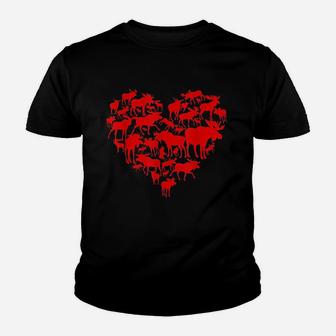 Funny Moose Heart Valentine Gift Moose Lover Youth T-shirt | Crazezy