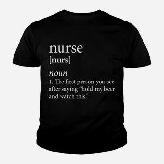 Funny Nurse Definition Noun Typography Artwork Design Youth T-shirt | Crazezy UK
