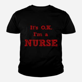 Funny Nurse Design In Red Lettering For Nurses Students Youth T-shirt | Crazezy