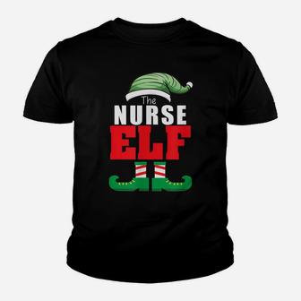 Funny Nurse Elf Matching Family Group Holiday Party Pajama Youth T-shirt | Crazezy